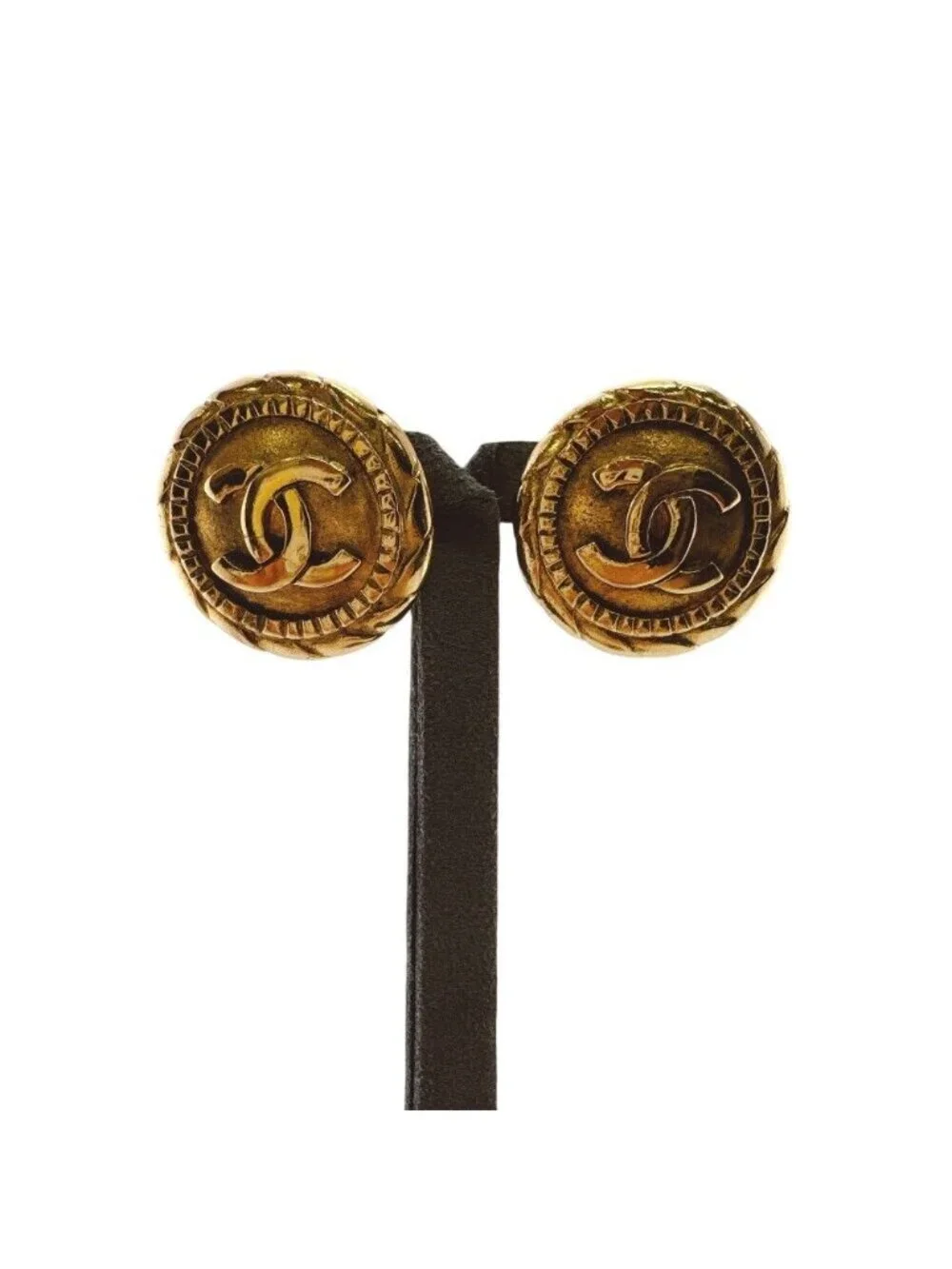 Chanel CC Logo Earrings Gold